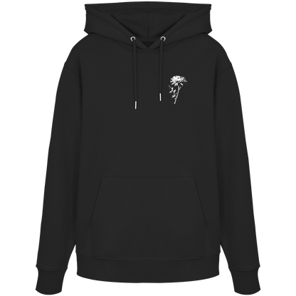 Hoodie Vorderseite – weiße Blume, Brust links, 55 mm – Shirtigo-Produktvorschau