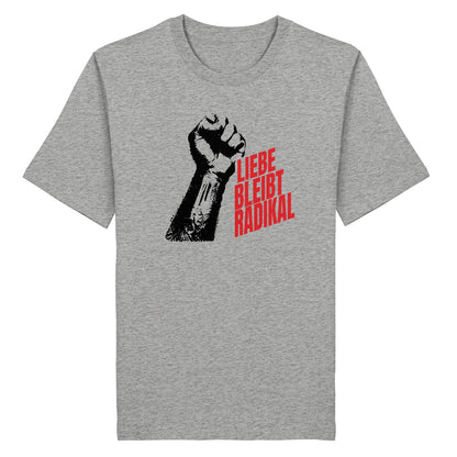 Liebe bleibt radikal – T-Shirt – Grau meliert, digitale Shirtigo-Produktvorschau